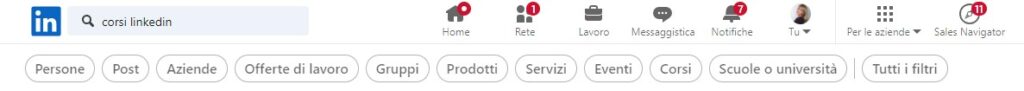 a barra di ricerca - Come trovare clienti su LinkedIn