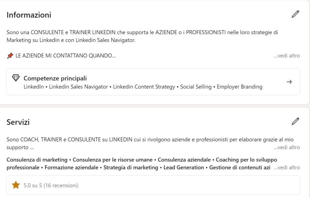 come inserire informazioni su LinkedIn