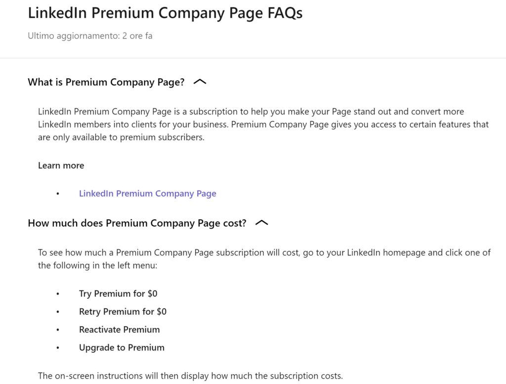 Quanto costano le Pagine Premium