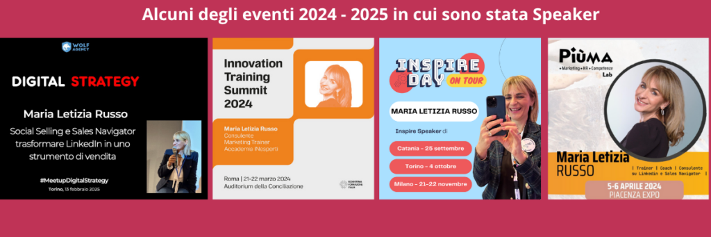 Maria Letizia Russo consulente Linkedin speaker eventi 2023-2024