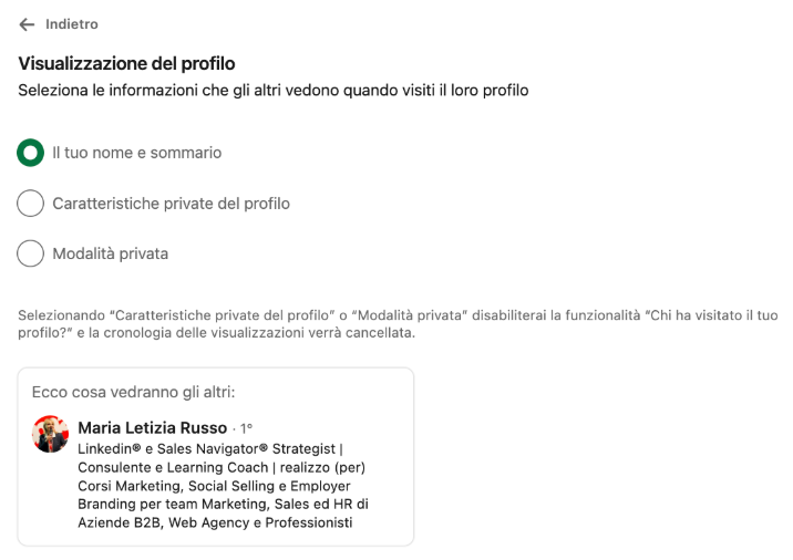La differenza tra profilo LinkedIn pubblico e profilo LinkedIn privato